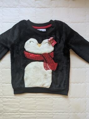 Epic Threads Black Kids Penguin Sweater with Red Sequin Scarf